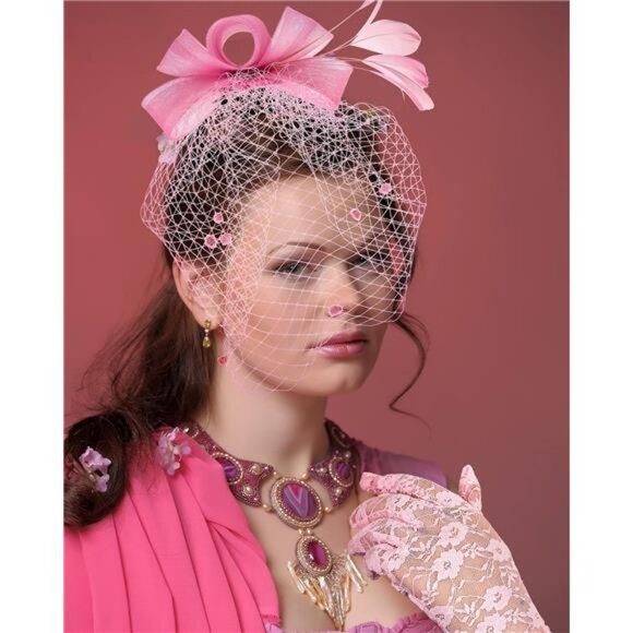 Fascinator Hat for Women Feather Funeral Veil Hat Tea Party Derby Headband - Picture 4 of 7